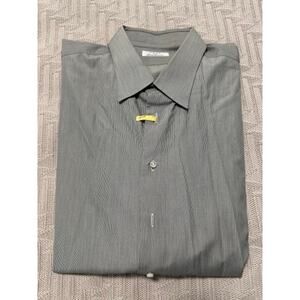 Fray for Neiman Marcus black micro stripe button down size 17.5